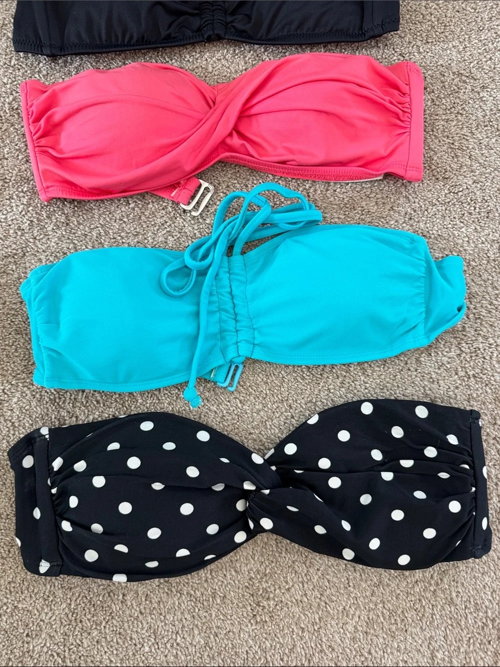 Lot of 10 Women’s Bandeau Bikini Tops, Multiple Colors, Size Small